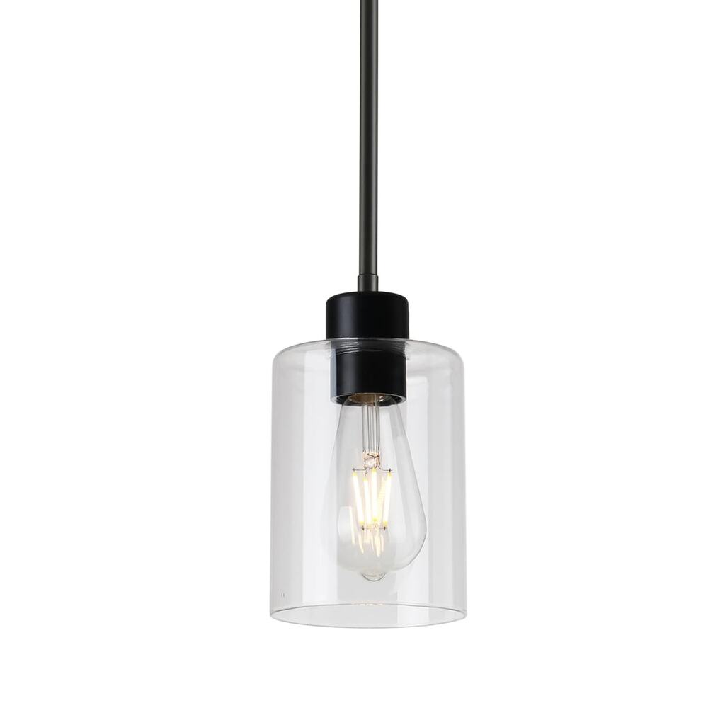 Modern Industrial Pendant Light Clear Glass Shade Hanging Ceiling Fixture Black